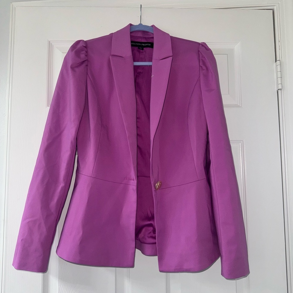 NWT Boston Proper Fuchsia Blazer with Gold Button!